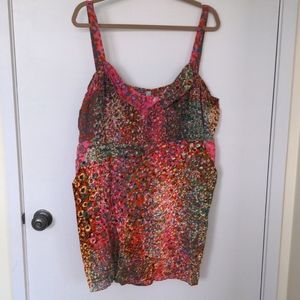 Maeve/Anthropologie summer satin cocktail dress with pockets L